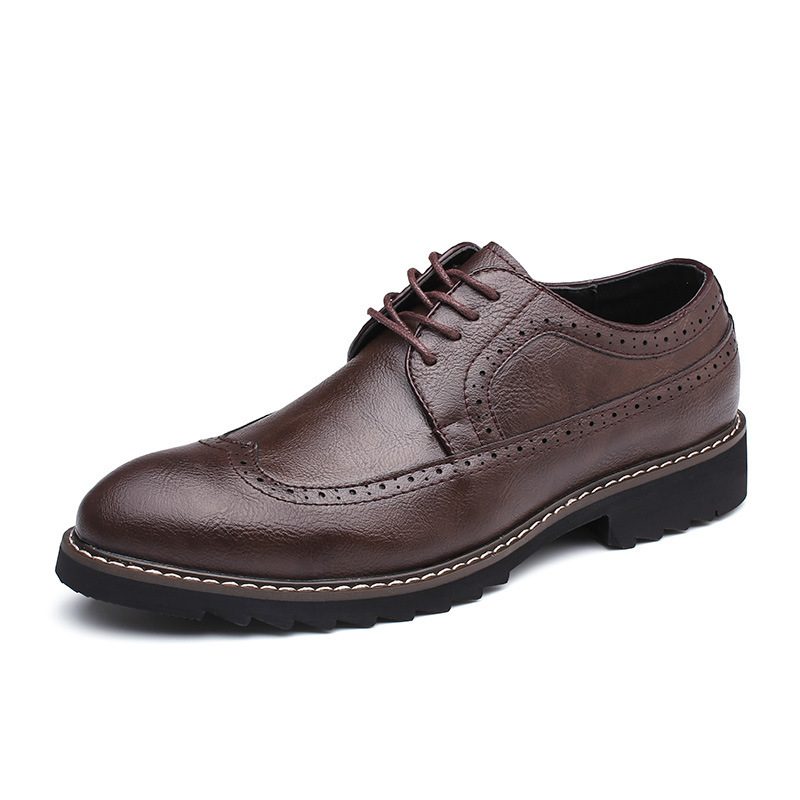 Szpiczasty Nosek Formalne Buty Męskie 2024 Nowe Brogue Trendy Casual Biznes Młodzieżowy Duży Rozmiar 46