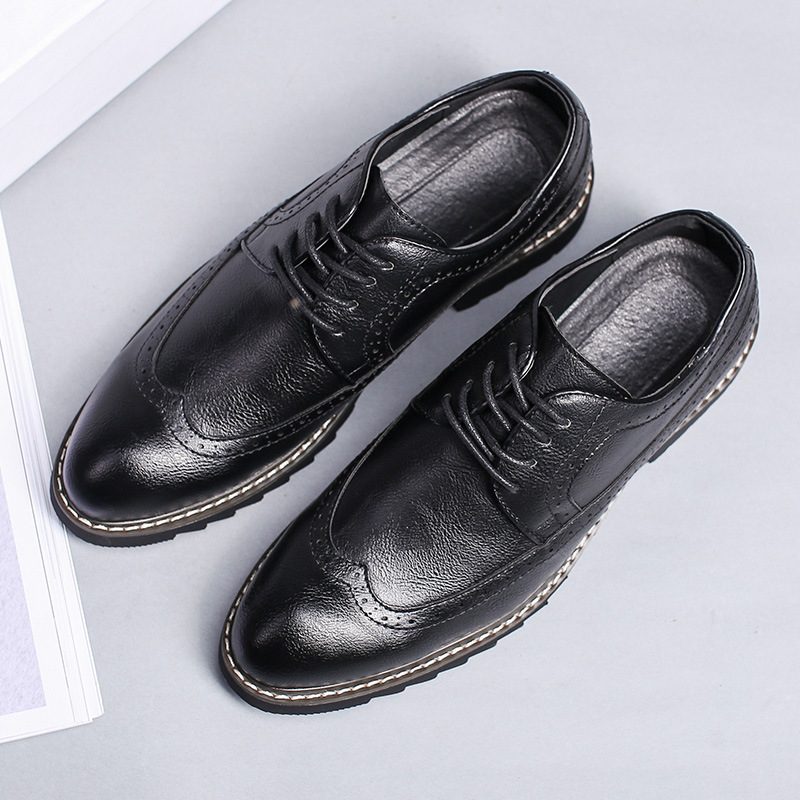 Szpiczasty Nosek Formalne Buty Męskie 2024 Nowe Brogue Trendy Casual Biznes Młodzieżowy Duży Rozmiar 46