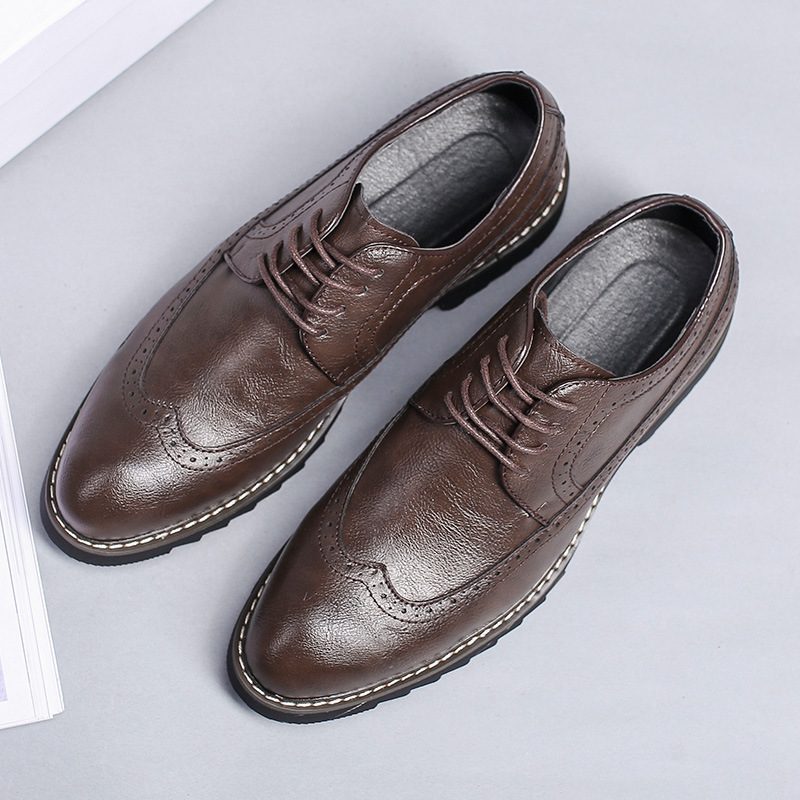 Szpiczasty Nosek Formalne Buty Męskie 2024 Nowe Brogue Trendy Casual Biznes Młodzieżowy Duży Rozmiar 46