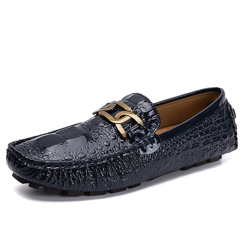 Cztery Pory Roku Męskie Buty Doudou 35-48 Rozmiar Zestaw Stóp Duży Wzór Krokodyla Slip-on Casual Metalowa Sukienka Robocza