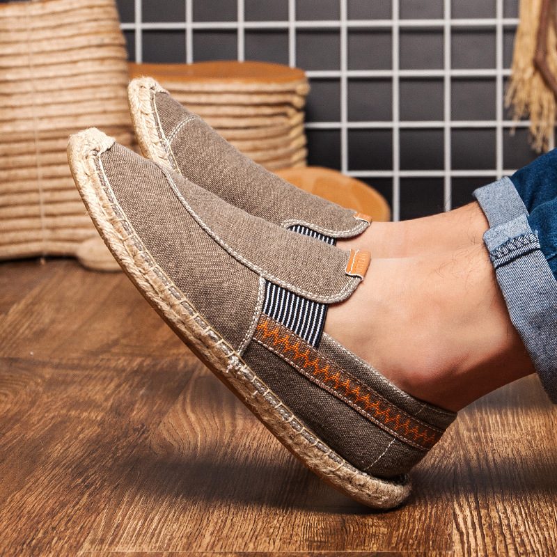 Jesienne Nowe Męskie Codzienne Ręcznie Robione Buty Konopne Para Espadryli Oddychające