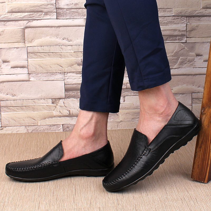 Letnia Skóra Bydlęca Peas Buty Z Prawdziwej Skóry Męskie Business Casual Dress Shoes Obuwie Duże Rozmiary Oddychające