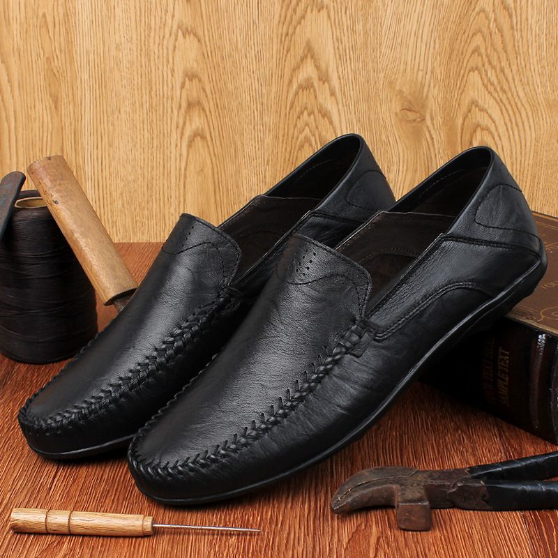 Letnia Skóra Bydlęca Peas Buty Z Prawdziwej Skóry Męskie Business Casual Dress Shoes Obuwie Duże Rozmiary Oddychające